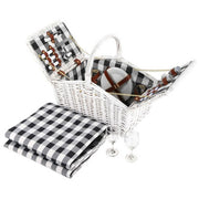 Bostin Life Alfresco 2 Person Picnic Basket Baskets White Deluxe Outdoor Corporate Blanket Park