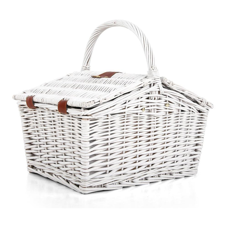 Bostin Life Alfresco 2 Person Picnic Basket Baskets White Deluxe Outdoor Corporate Blanket Park