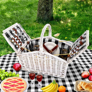Bostin Life Alfresco 2 Person Picnic Basket Baskets White Deluxe Outdoor Corporate Blanket Park