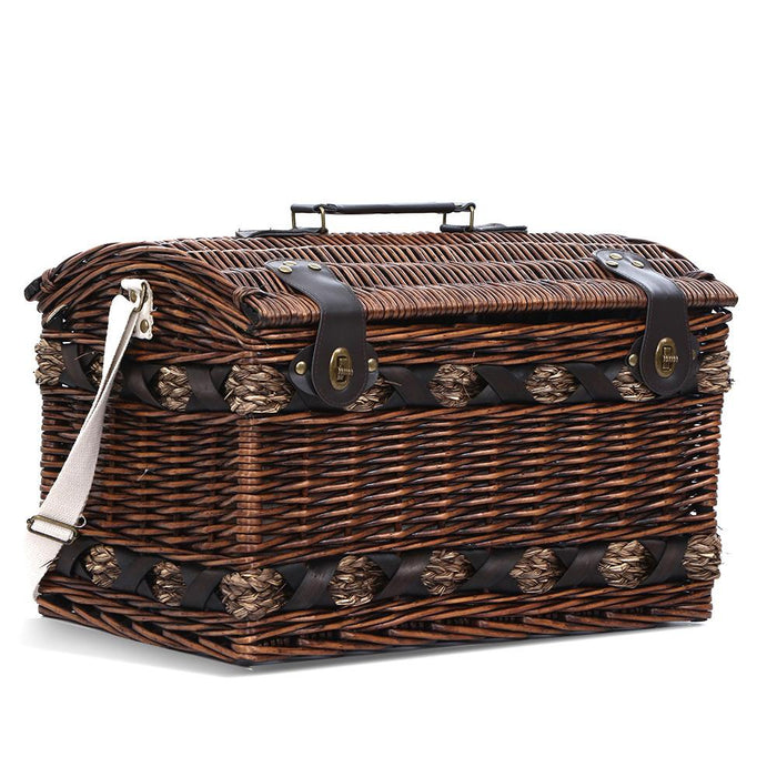 Bostin Life Alfresco 4 Person Wicker Picnic Basket Baskets Outdoor Insulated Gift Blanket