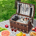 Bostin Life Alfresco 4 Person Wicker Picnic Basket Baskets Outdoor Insulated Gift Blanket