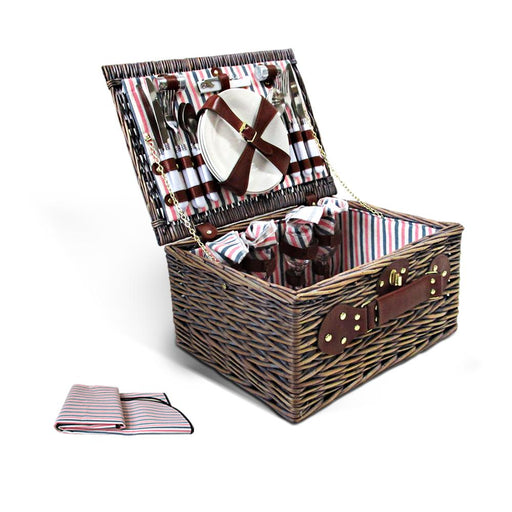 Bostin Life Alfresco 4 Person Picnic Basket Baskets Deluxe Outdoor Corporate Gift Blanket >