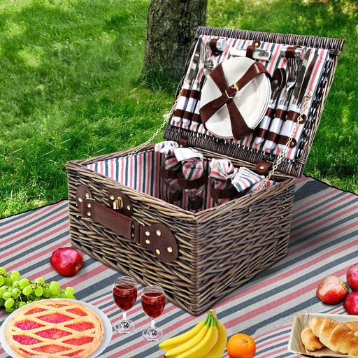 Bostin Life Alfresco 4 Person Picnic Basket Baskets Deluxe Outdoor Corporate Gift Blanket >