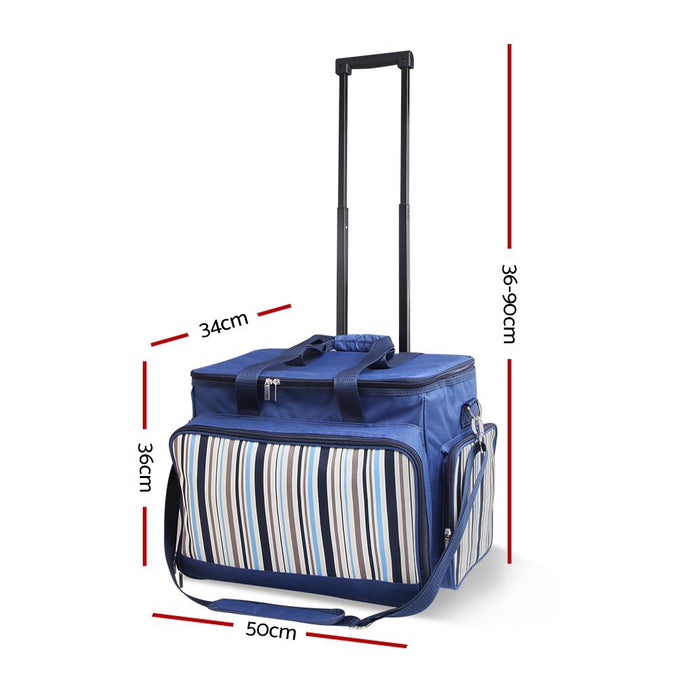 Bostin Life Alfresco 6 Person Picnic Bag Trolley Set - Blue Dropshipzone