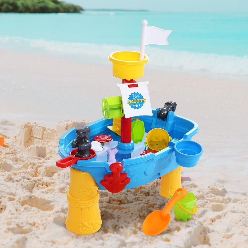 Bostin Life Keezi Kids Beach Sand And Water Toys Outdoor Table Pirate Ship Childrens Sandpit Baby &