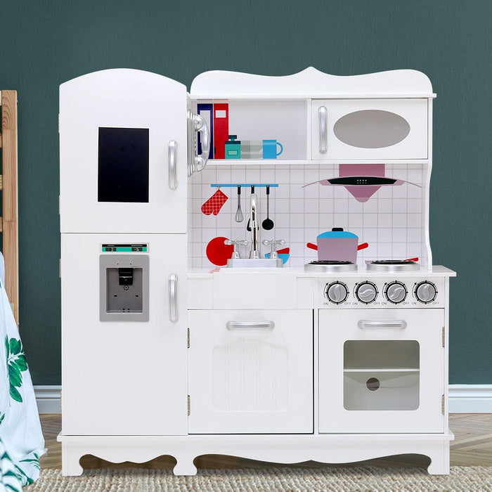 Bostin Life Keezi Kids Kitchen Set Pretend Play Food Sets Childrens Utensils Wooden White Baby & >