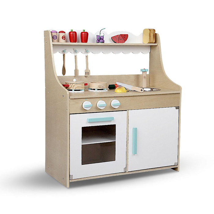 Bostin Life Keezi Kids Wooden Kitchen Play Set - Natural & White Baby > Toys