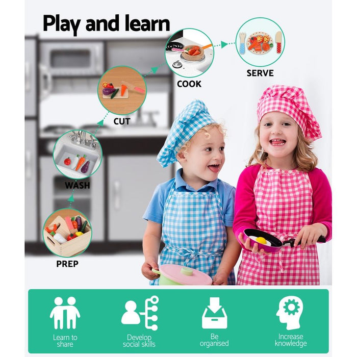 Bostin Life Keezi Kids Kitchen Set Pretend Play Food Sets Childrens Utensils Toys Black Baby & >