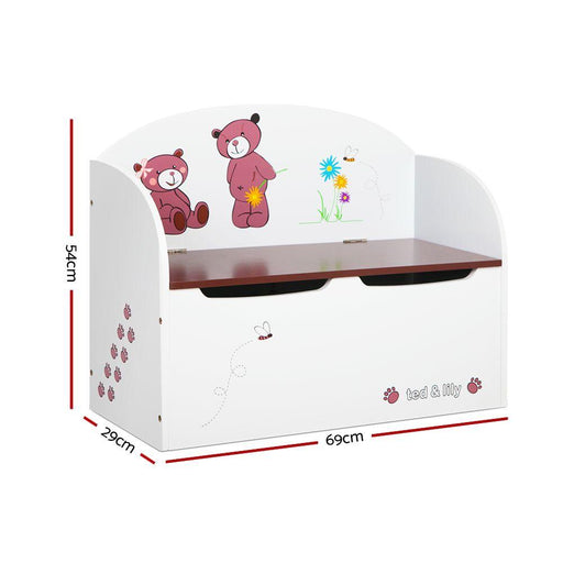 Keezi Kids Storage Box Bench - White & Brown Baby > Furniture