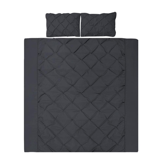 Bostin Life 3 Piece Diamond Pintuck Quilt Cover Set - King Size Black Home & Garden > Bed And Bath