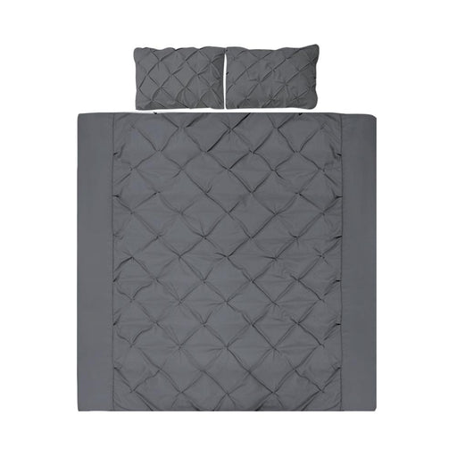 Bostin Life Luxury 3 Piece Diamond Pintuck Quilt Cover Set - King Size Charcoal Home & Garden > Bed