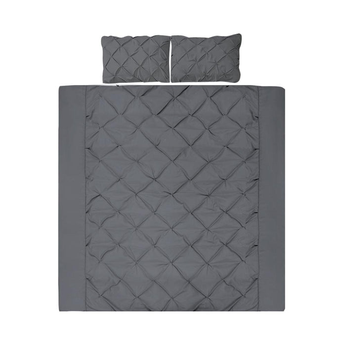 Bostin Life Luxury 3 Piece Diamond Pintuck Quilt Cover Set - Queen Size Charcoal Home & Garden > Bed