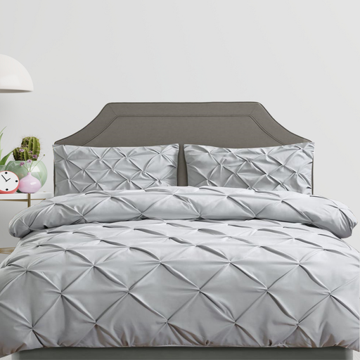 Bostin Life Luxury 3 Piece Diamond Pintuck Quilt Cover Set - Queen Size Grey Home & Garden > Bed And