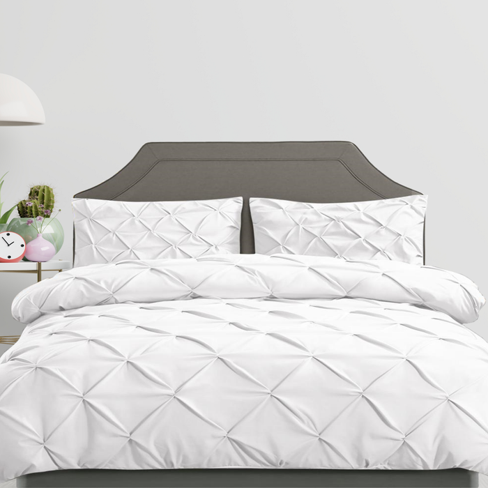 Bostin Life Luxury 3 Piece Diamond Pintuck Quilt Cover Set - Queen Size White Home & Garden > Bed