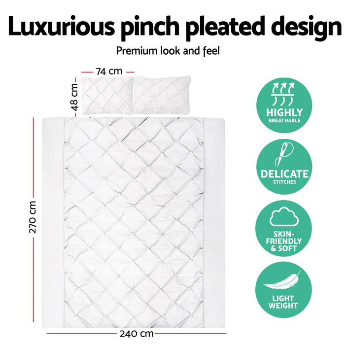 Bostin Life Luxury 3 Piece Diamond Pintuck Quilt Cover Set - Super King Size White Home & Garden >