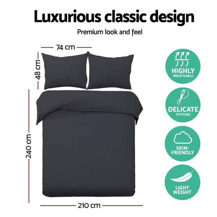 Bostin Life Classic Quilt Cover Set - King Size Black Home & Garden > Bed And Bath