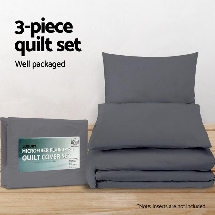 Bostin Life Classic Quilt Cover Set - Super King Charcoal Home & Garden > Bed And Bath