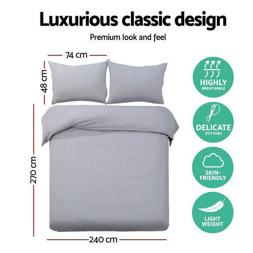 Bostin Life Classic Quilt Cover Set - Super King Grey Home & Garden > Bed And Bath