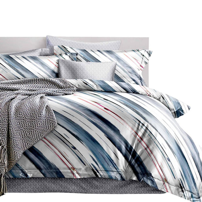 Bostin Life Giselle Bedding Quilt Cover Set King Bed Doona Duvet Reversible Sets Stripe Pattern