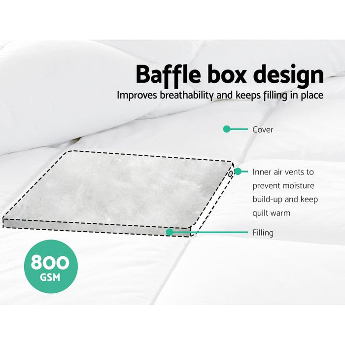 Bostin Life Bamboo Microfibre Winter Quilt - Super King Size 800Gsm White Home & Garden > Bed And