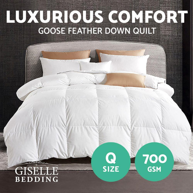 Bostin Life Goose Down Feather Winter Doona Quilt - Queen Size 700Gsm White Home & Garden > Bed And