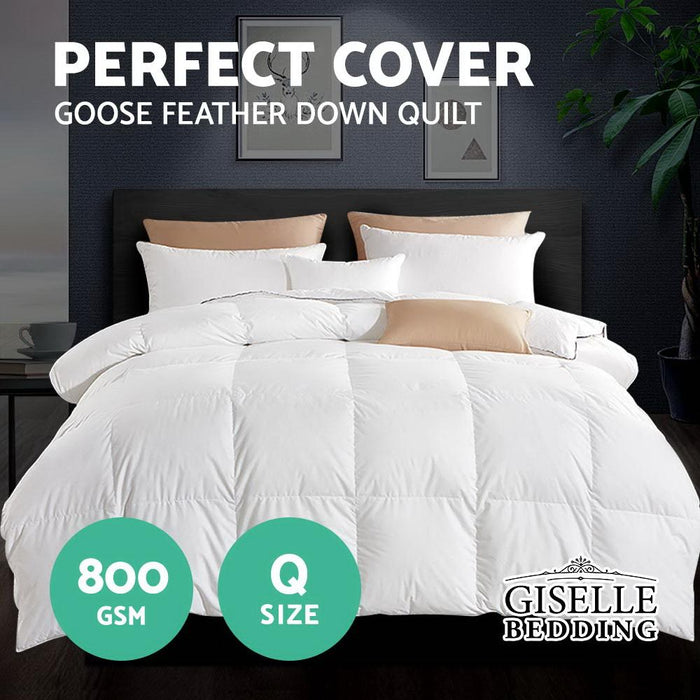 Bostin Life Goose Down Feather Winter Doona Quilt - Queen Size 800Gsm White Home & Garden > Bed And