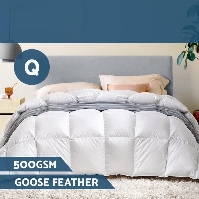 Bostin Life Goose Down Feather Winter Doona Quilt - Queen Size 500Gsm White Home & Garden > Bed And