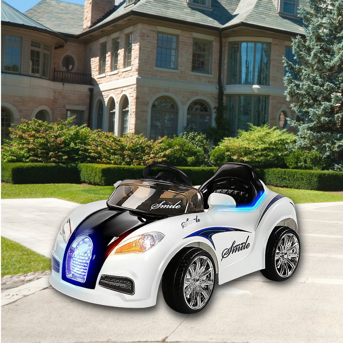 Bugatti Veyron Inspired Kids Electric 12V Ride On Car White with Remote Control