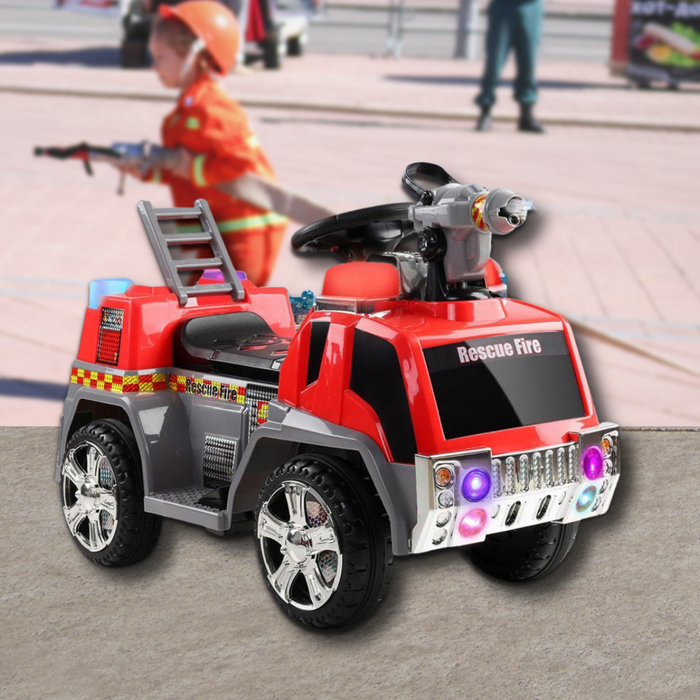 Kids Ride On Car Emergency Vehicle Fire Truck Red and Grey