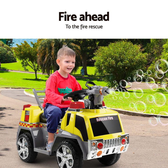 Bostin Life Rigo Kids Ride On Fire Truck Yellow Grey Baby & > Cars