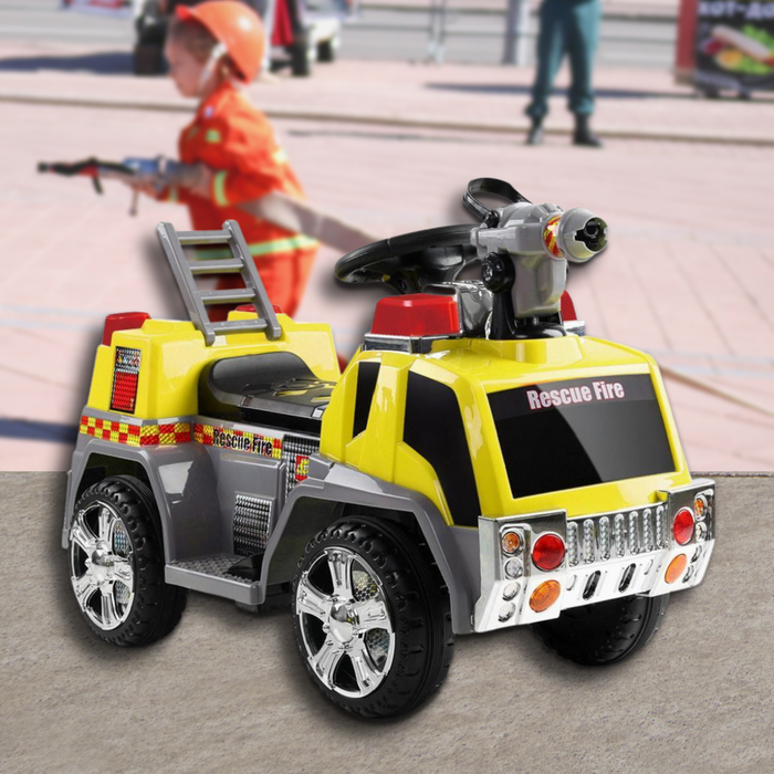 Kids Ride On Car Emergency Vehicle Fire Truck Yellow and Grey