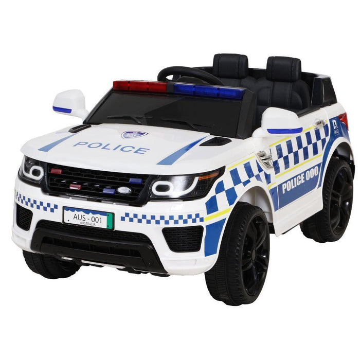Ford Police Interceptor Inspired Kids Electric 12V Emergency Vehicle Ride On Car White with Remote Control
