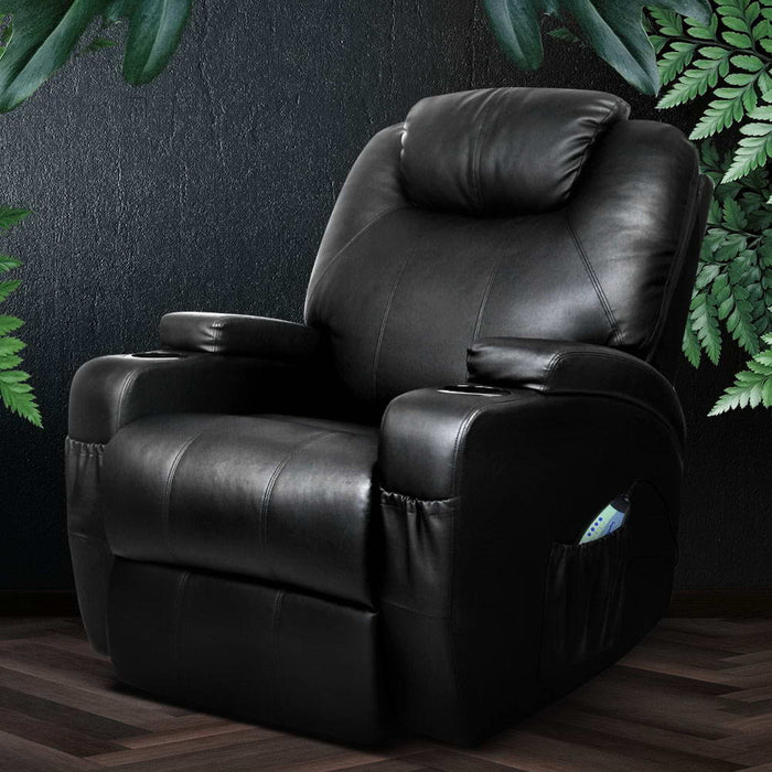 Electric Soft PU Leather Heating Recliner Massage Chair