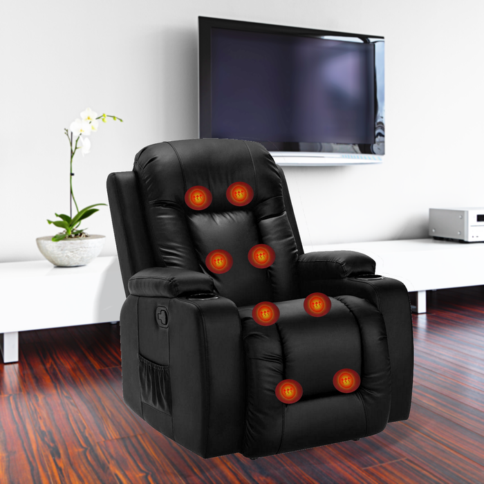 Electric PU Luxury Leather Heating Recliner Massage Chair