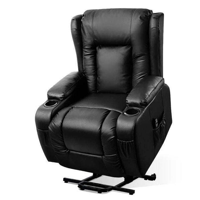 Electric Soft PU Leather Heating Recliner Massage Chair with Lift Motor