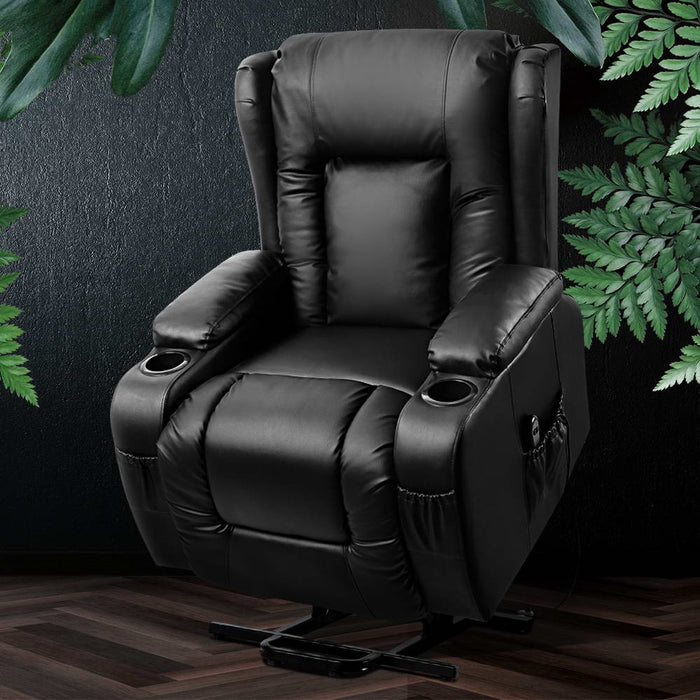 Electric Soft PU Leather Heating Recliner Massage Chair with Lift Motor