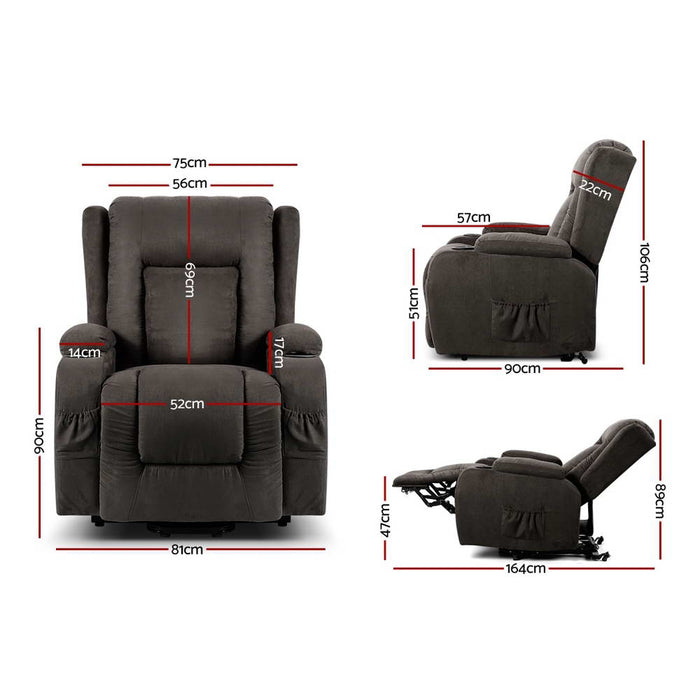 Electric Fabric Heating Recliner Massage Chair with Lift Motor