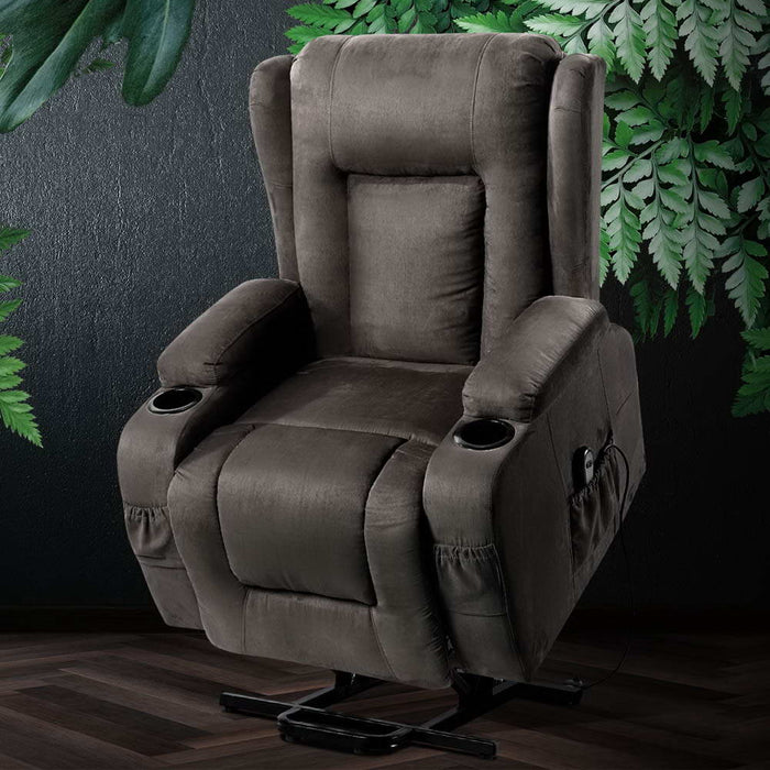Electric Fabric Heating Recliner Massage Chair with Lift Motor