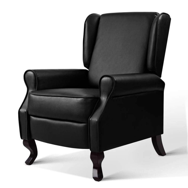 Bostin Life Recliner Chair Luxury Lounge Armchair Single Sofa Couch Pu Leather Black Furniture >