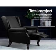 Bostin Life Recliner Chair Luxury Lounge Armchair Single Sofa Couch Pu Leather Black Furniture >