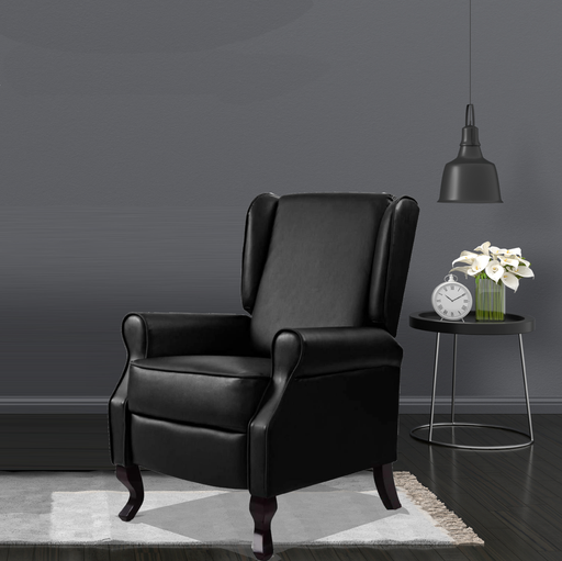 Bostin Life Recliner Chair Luxury Lounge Armchair Single Sofa Couch Pu Leather Black Furniture >