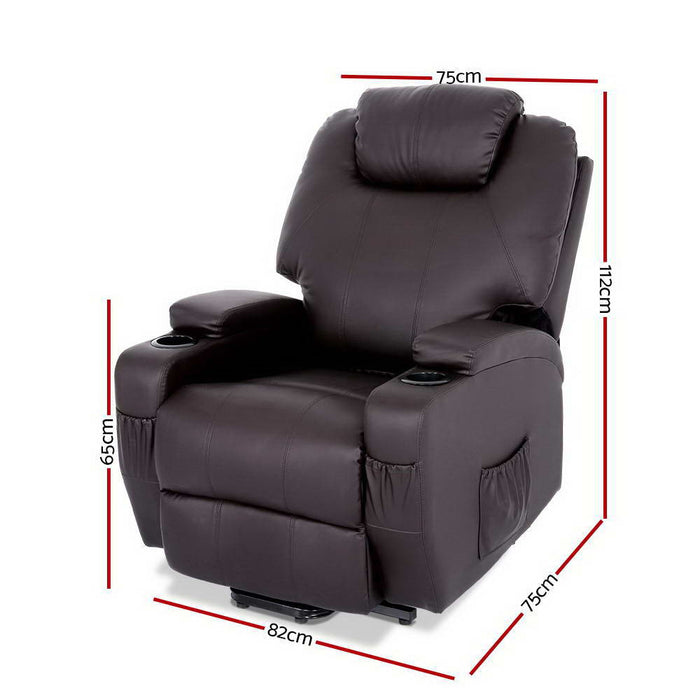 Electric PU Leather Heating Lift Recliner Massage Chair