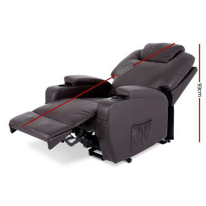 Electric PU Leather Heating Lift Recliner Massage Chair