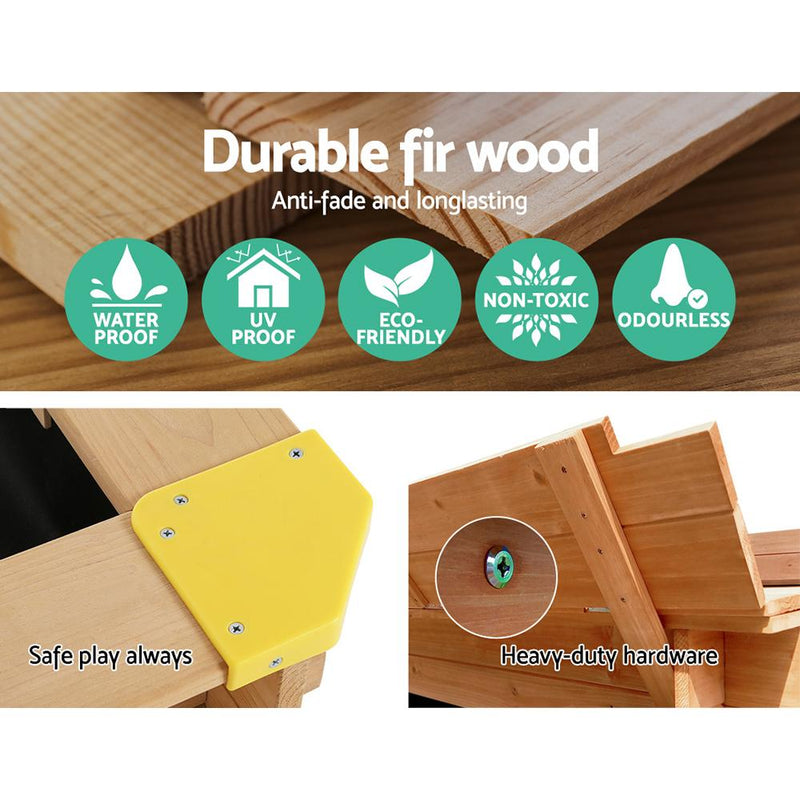 Bostin Life Keezi Wooden Outdoor Sand Box Set Pit- Natural Wood Baby & Kids > Toys