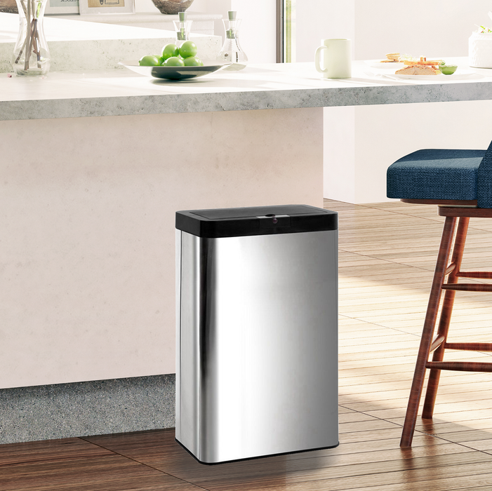 Automatic Touch Free 60L Stainless Steel Sensor Rubbish Trash Bin - Silver