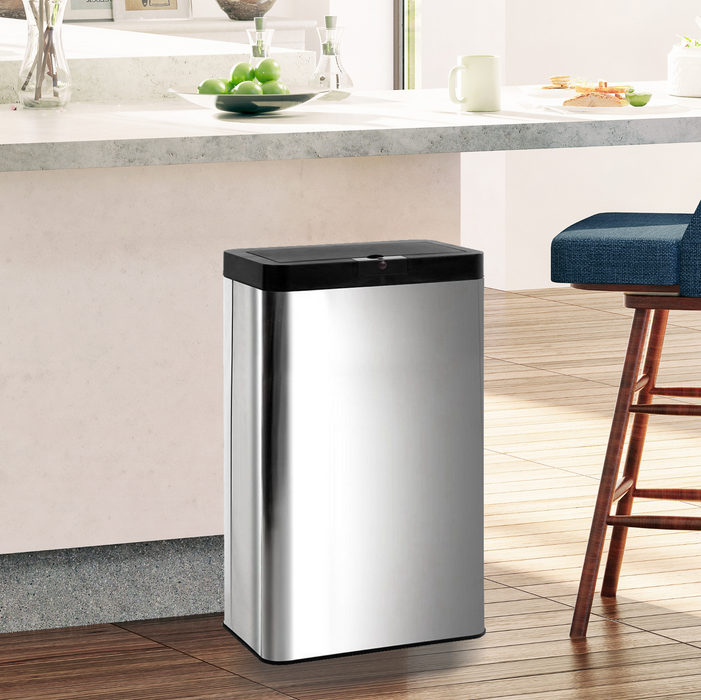 Automatic Touch Free 70L Stainless Steel Sensor Rubbish Trash Bin - Silver