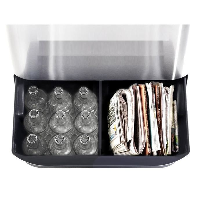 70L Stainless Steel Automatic Sensor Bin with Recycling Drawer Bin - Stainless Steel