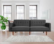 Bostin Life Sofa Bed Lounge 3 Seater Futon Couch Recline Chair Wood Velvet Grey Dropshipzone