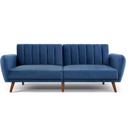 Bostin Life Sofa Bed Lounge 3 Seater Futon Couch Recline Chair Wooden Velvet Blue Dropshipzone