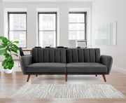 Bostin Life Sofa Bed Lounge 3 Seater Futon Couch Recline Chair Wooden Velvet Grey Dropshipzone